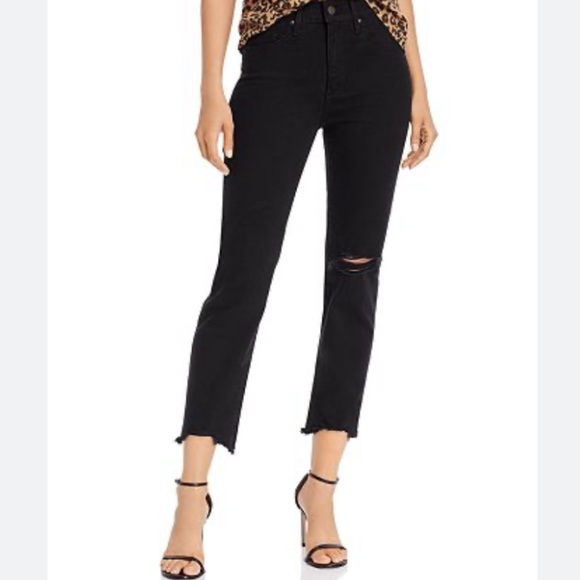 LEVI’S Premium 724 High Rise Straight Crop Black Pixel Jeans - Picture 1 of 8